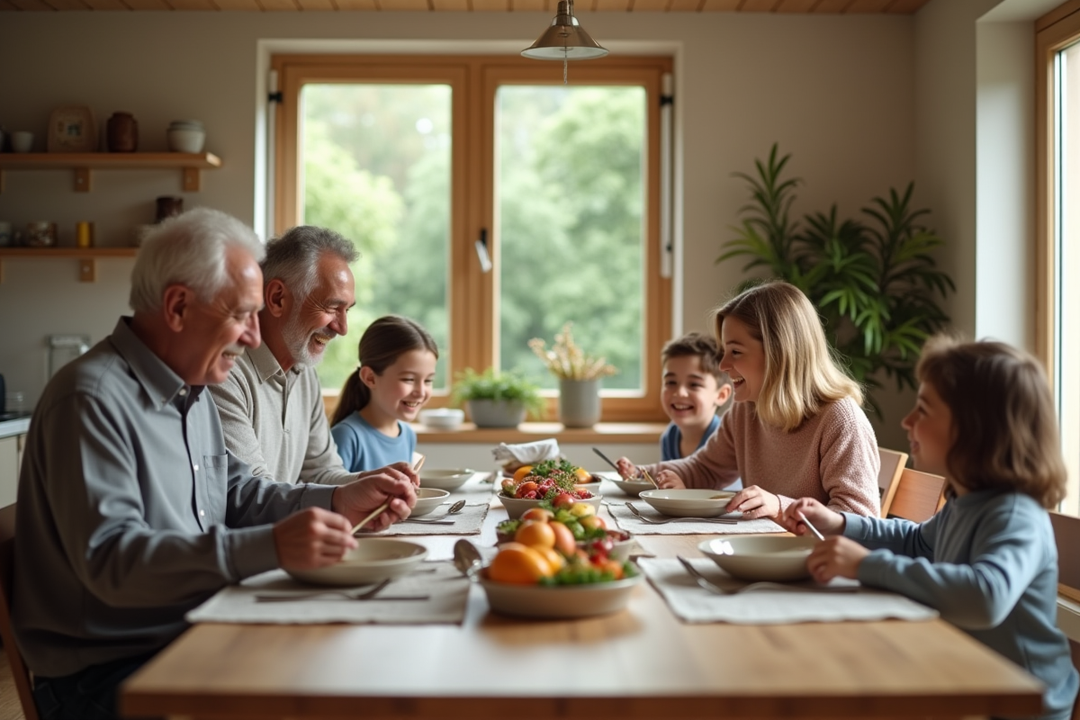 Famille réunie autour d