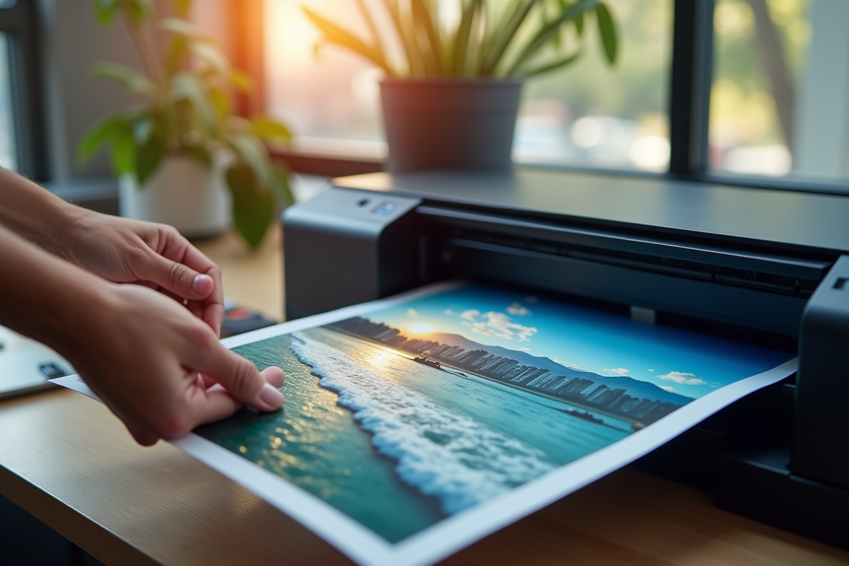 Imprimante jet d'encre produisant une photo sans bordure