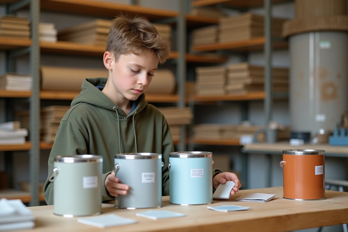 Pots de peinture écologique basse émission avec nuanciers couleur pour chambre adolescent