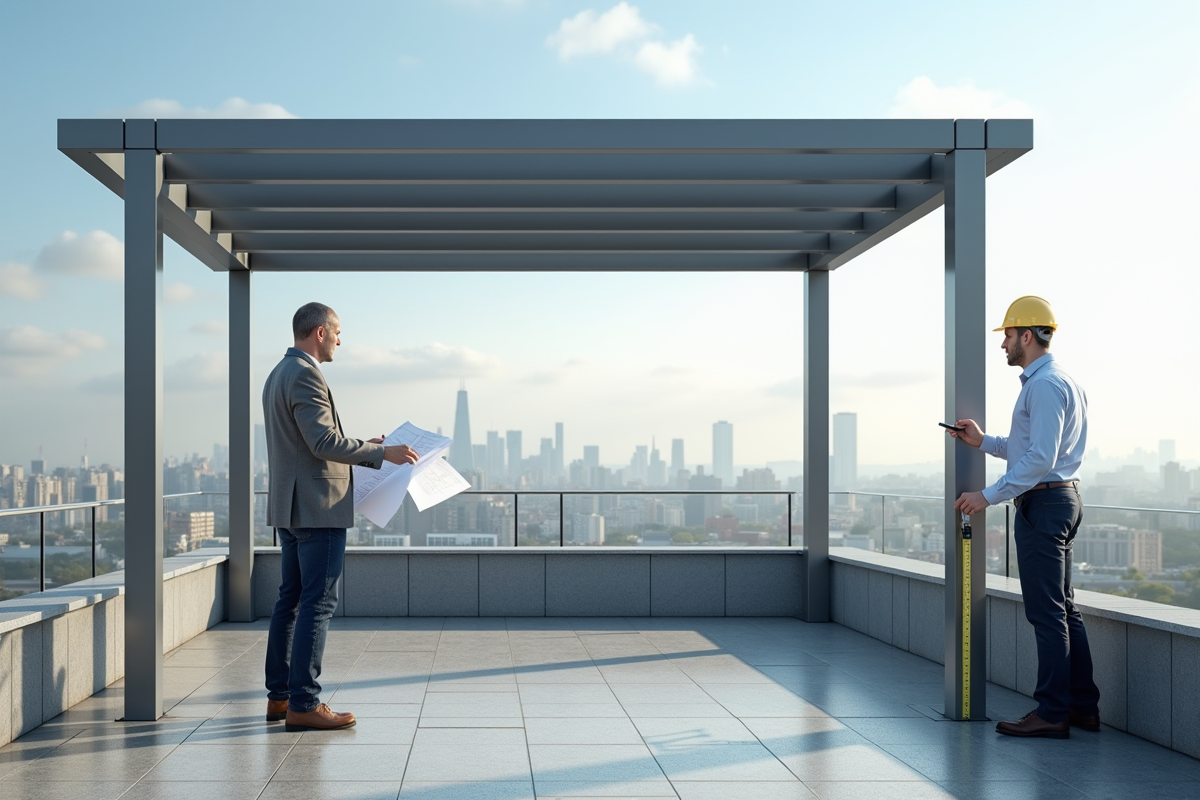 Architecte avec plans et mètre près d