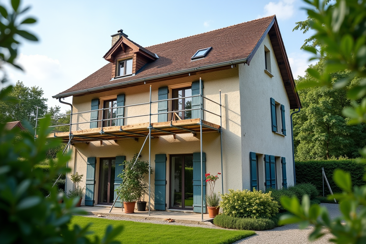 Ouvriers installant l